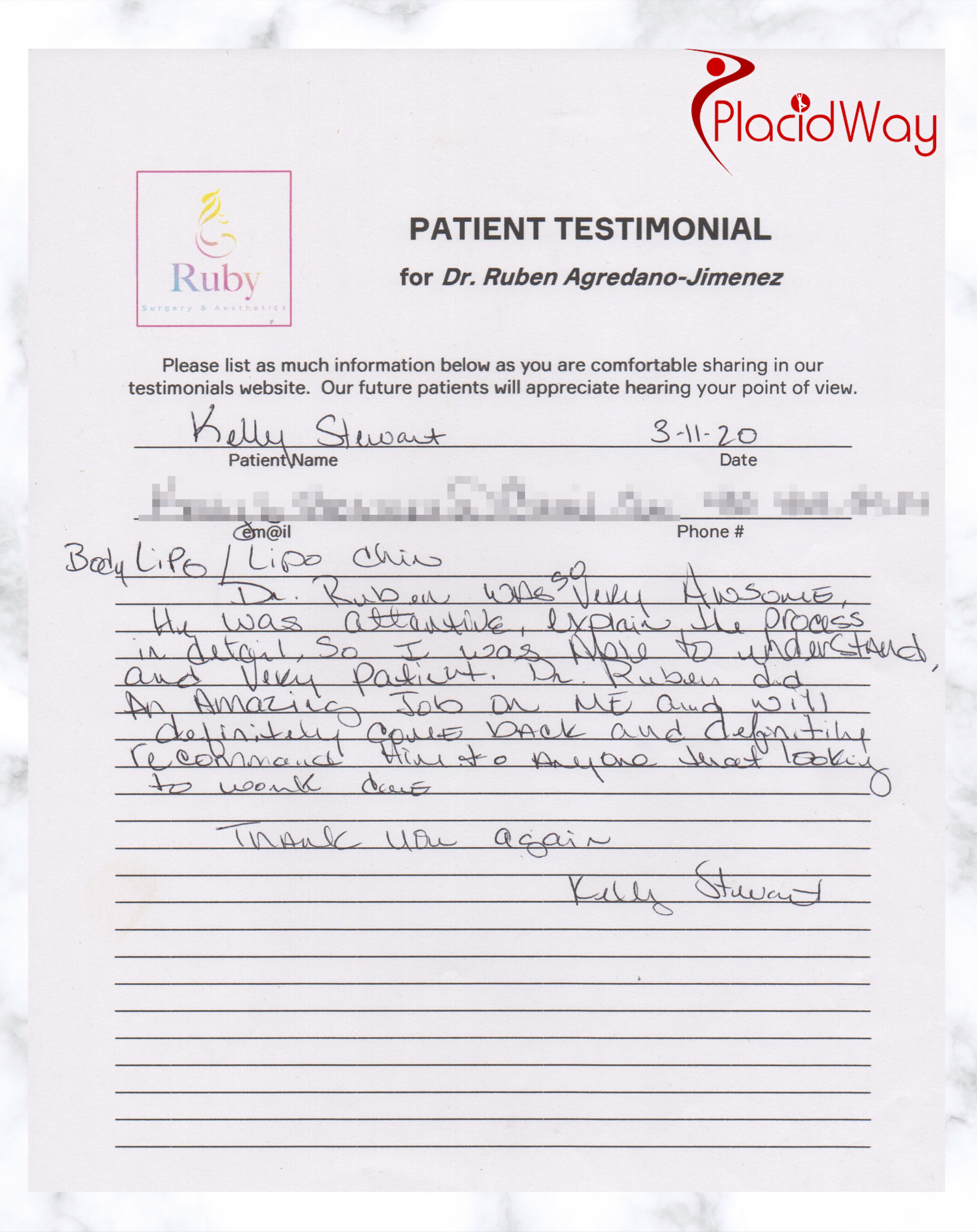Patient Kelly Stewart Testimonial at Ruby® Surgery & Aesthetics, Guadalajara, Mexico